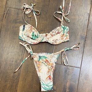 Monday Swimwear Floral Bikini - Cream and Green